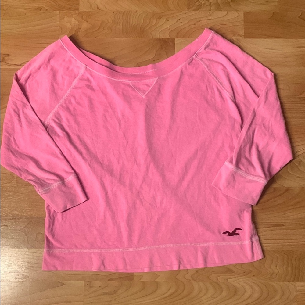 (SOLD) small pink 1/2 sleeves almost off the shoulder top